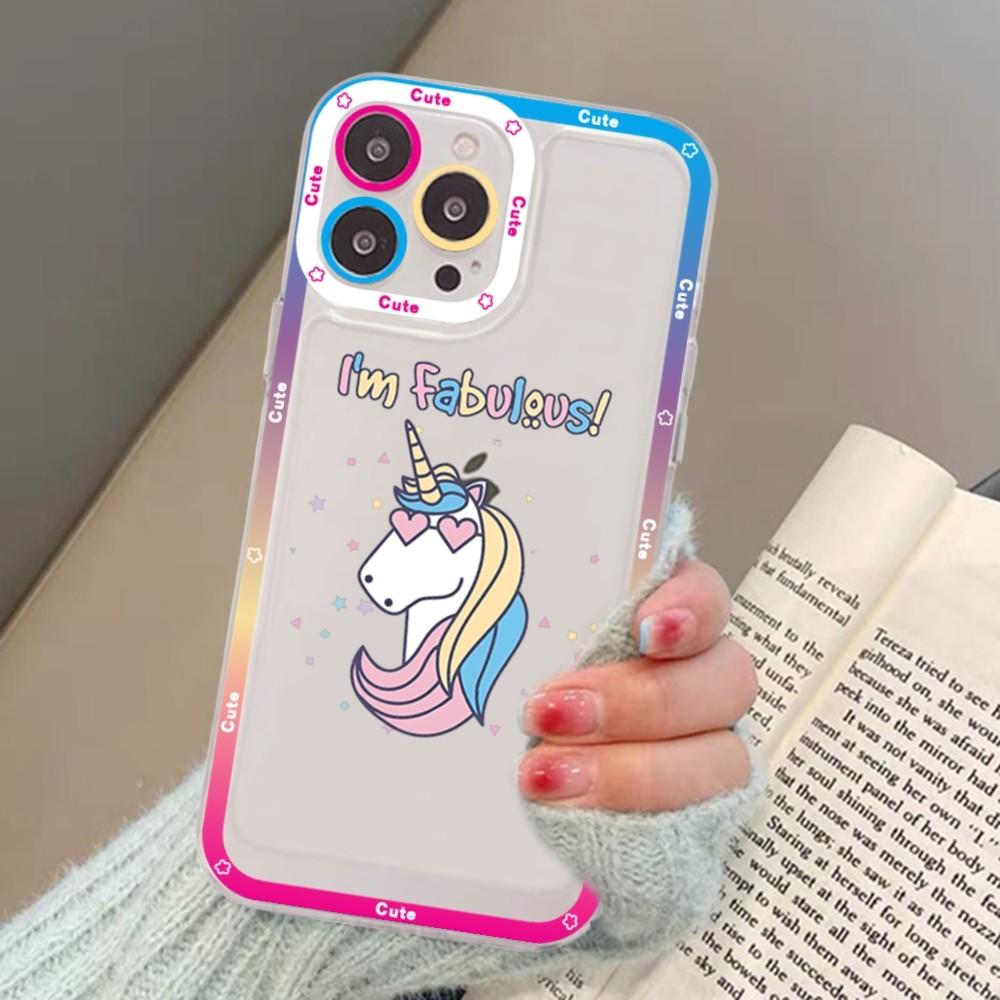 Мультяшный чехол-единорог для iPhone 15 13 14 Pro Max XS XR 12 11 Pro 13 Mini Мягкая прозрачная задняя крышка