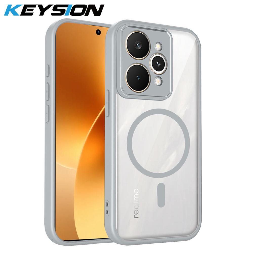KEYSION Transparent Magnetic Phone Case for Realme 15 Pro 5G Soft Silicone+PC HD Clear Shockproof Back Cover for OPPO Realme 15T