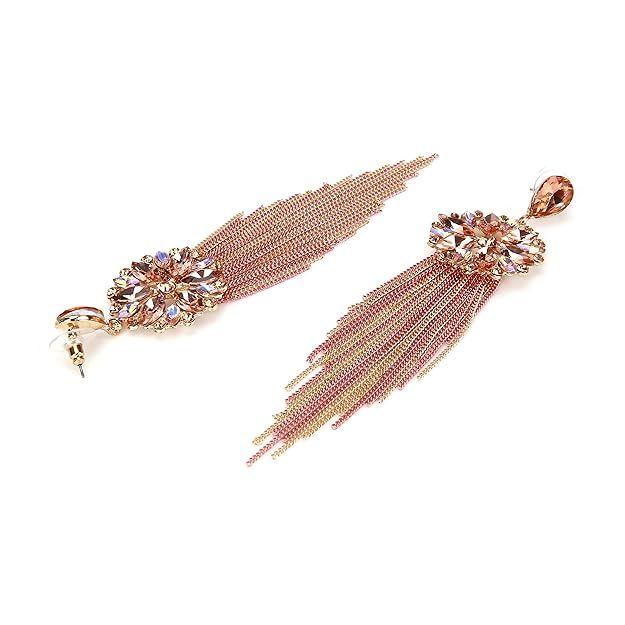 jewellery Gifts Stylish Latest Western Ear rings Gold Plated Crystal Handmade Tassel Long Earrings