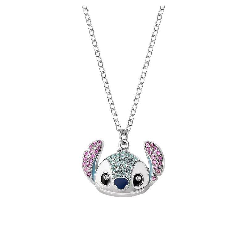 Children's Cartoon Stitch Inlaid Diamond Earrings & Necklace Set