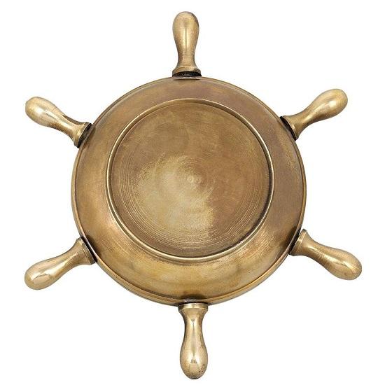 Nautical Brass Ship Wheel Design Table Ashtray Anchor Inlay Ashtray, Brass Decorative