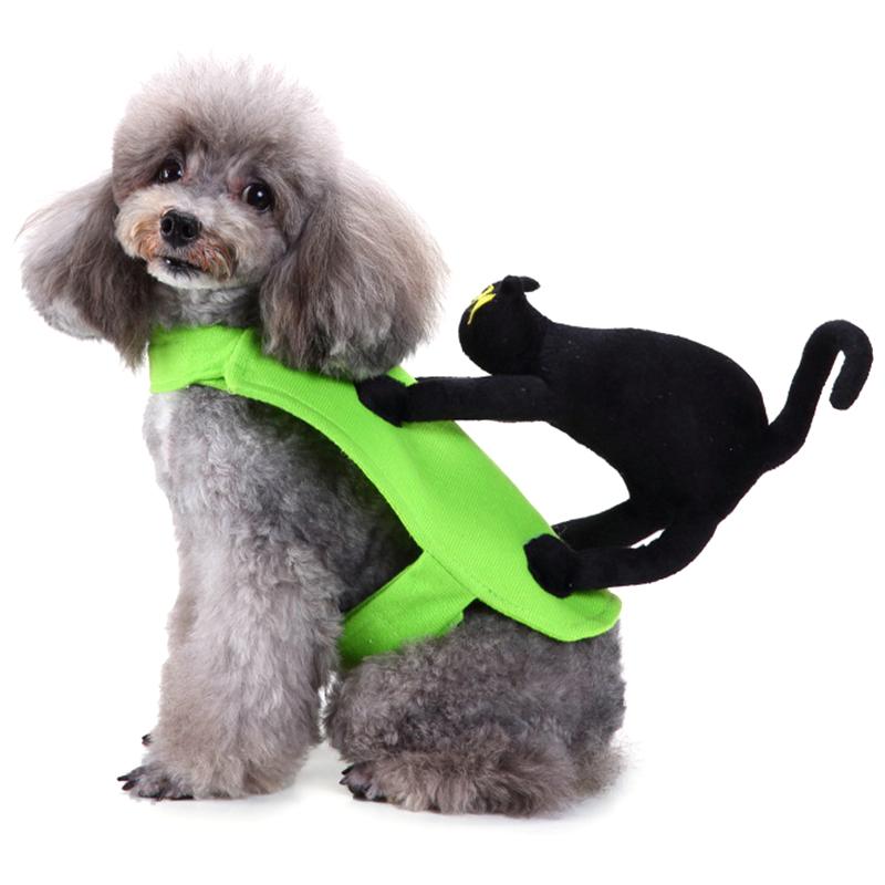 Eco-Friendly Polyester Black Cat Riding Vest Dog Halloween Cosplay Modern Costume Pet Clothes