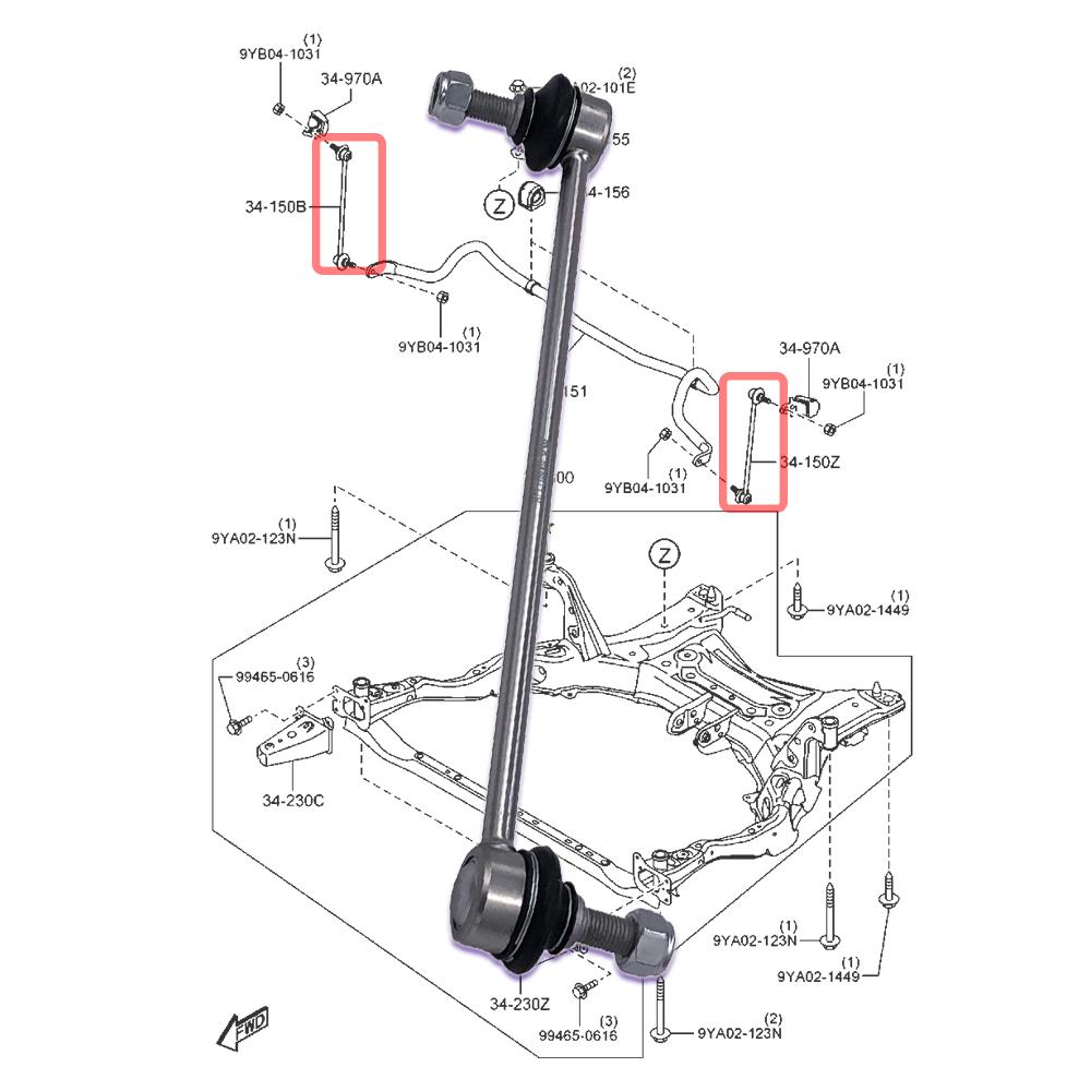 Front Stabilizer Link L/R for MAZDA ATENZA 2012- 2.0L 2.2TDI B45A-34-150 B45A34150 Sway Bar Link