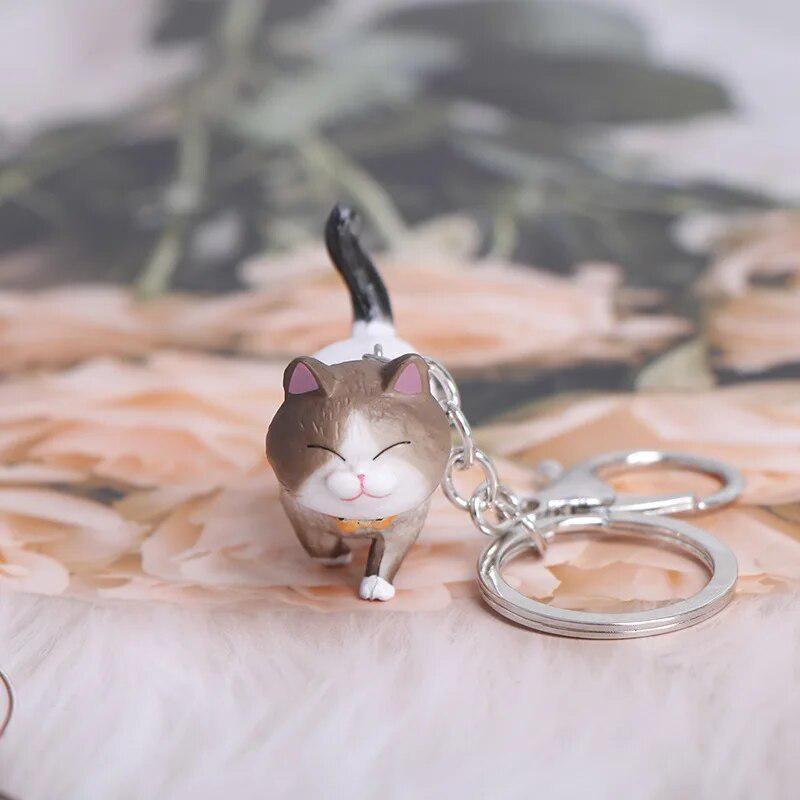 1Pc Cartoon Kittens Keychain Cure Animal Key Chain Cat Pendant for Women Car Key Ring Purse Bag Accessories Gifts