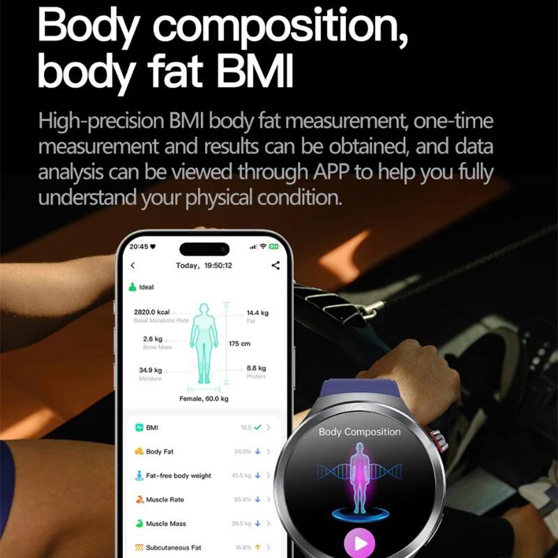 2025 New Health Trackr Uric Acid Blood Lipids Smart Watch Blood Pressure ECG+PPG Clock Body Analysis Smartwatchs Men Emotional Detection