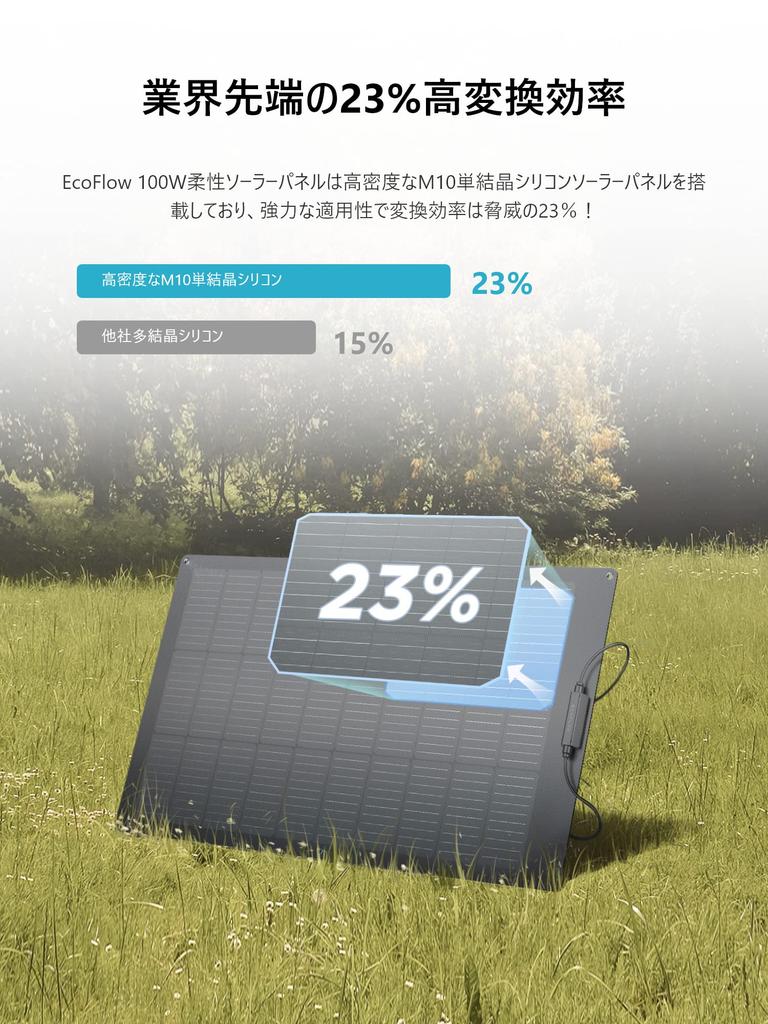 EcoFlow 100 Вт солнечная панель Гибкая стационарная монокристаллическая кремниевая изогнутая поверхность Способная скорость преобразования Водонепроницаемая и пыленепроницаемая EcoFlow