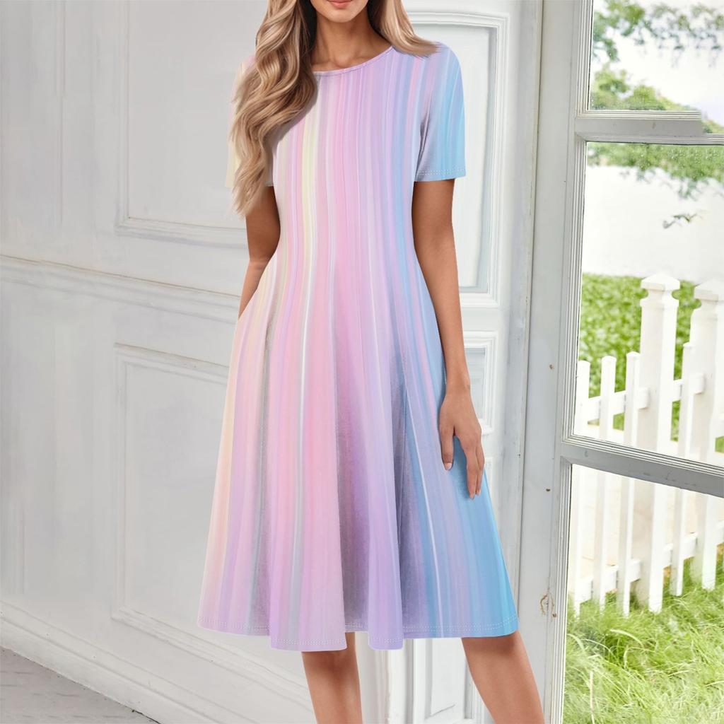 Dresses For Women Summer Casual Button Up V-neck Short Sleeve Wear To Work Dresses