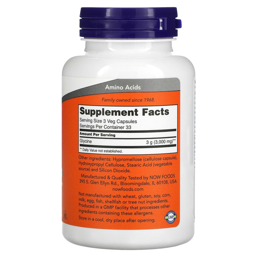 Глицин, Вегетарианские капсулы 100 таблеток (1000 мг на капсулу)