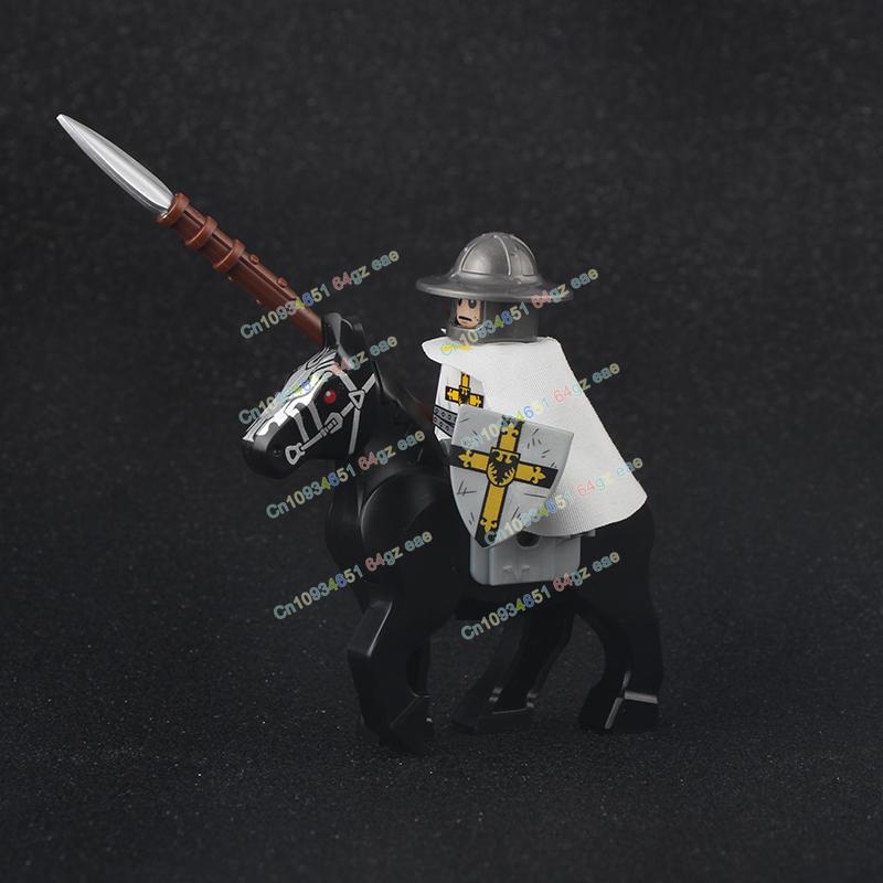 Фигурки Средневековья Рыцари Боевой конь Тяжелая кавалерия Воины Боевой конь Строительные блоки Кирпичики Игрушки Для детей подарок