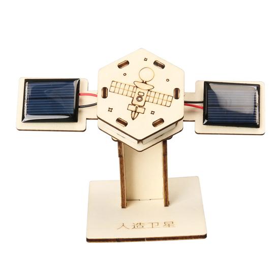 DIY Solar Artificial Satellite Model Kit Educational Handmade Wooden Puzzle Satellite Model Kids Science Exploration Projects STEM Toy