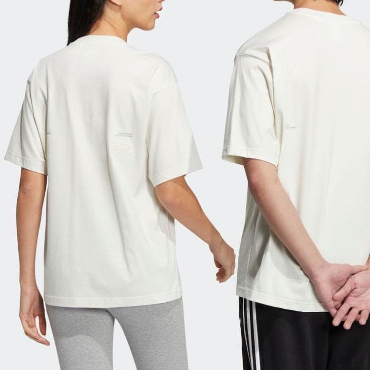 Adidas Originals Round Neck Drop Shoulder Sleeve Large Logo Print Short Sleeve T-Shirt Unisex Tops White HS2008