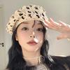 Linen Hollowed Out Beret Hat Cotton Spring Crochet Knitted Cap Lace Hollow Flower Hat  Beach