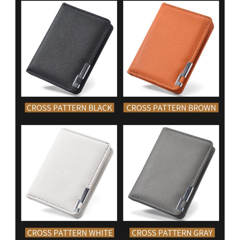 Minimalist PU Leather Retro Men's Wallet Two-Fold Orange Black Grey White Coin Purse Ultra Thin Multiple Pockets Credit Card