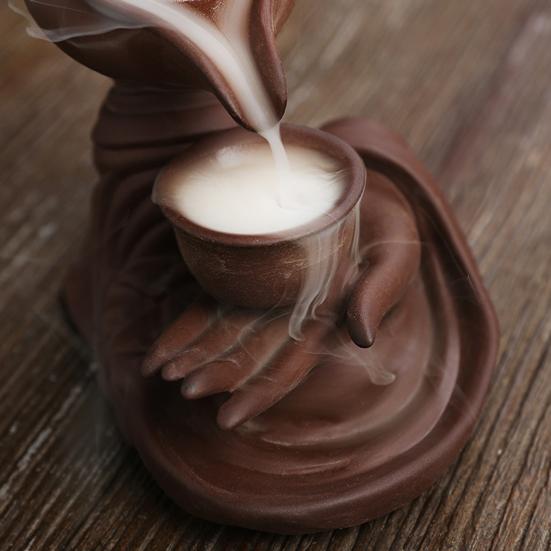 Classical Incense Burner Soothing Purify Air Purple Sand Buddha Hand Hanging Pot Backflow Censer Home Decor