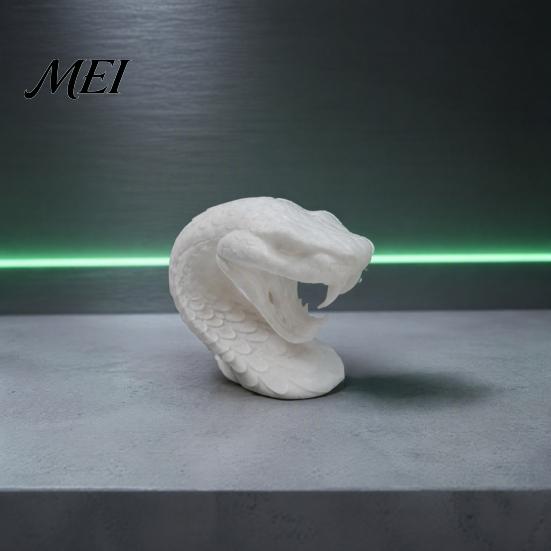 Black or White Decor 3D Printed Snake Head Ornament, Desk Sculpture with Sharp Teeth, Figurine Realistic Animal for Halloween Home Living Room