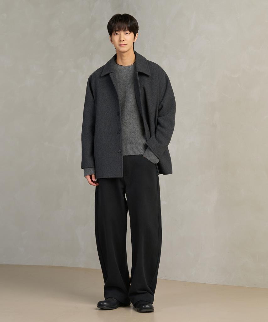 Шерстяное полупальто Hyoji Fw в елочку