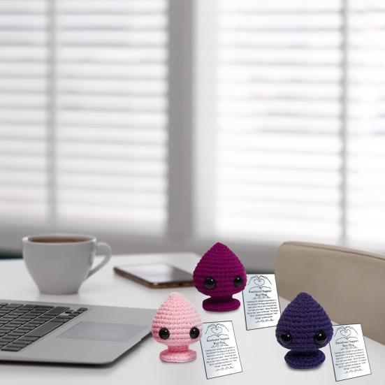 Вязаный крючком стопор для попы с позитивной открыткой, ручная работа, вязанный сердечко для любви, кукла, игрушка для снятия стресса, украшение для рабочего стола, кляп, подарок