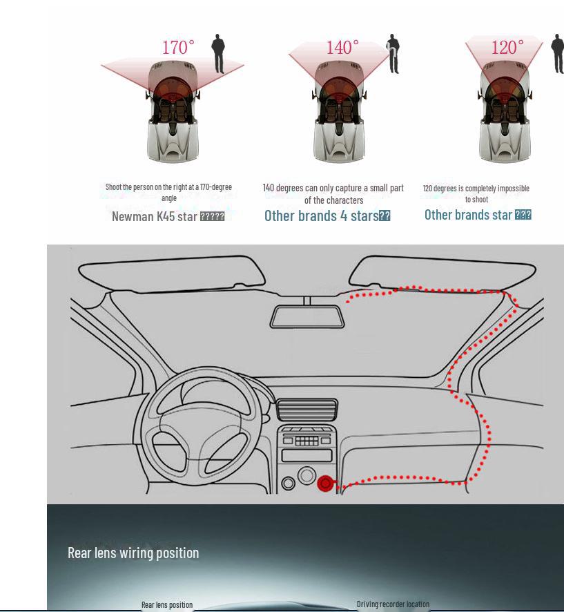 3,5-дюймовый двухобъективный зеркальный видеорегистратор заднего вида с функцией циклической записи