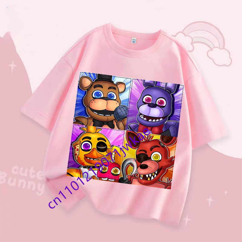 FNAF Дышащие футболки Детские Пять Ночей с Фредди Милый Топ с коротким рукавом Мальчики Девочки Летняя Модная Футболка Детская Одежда