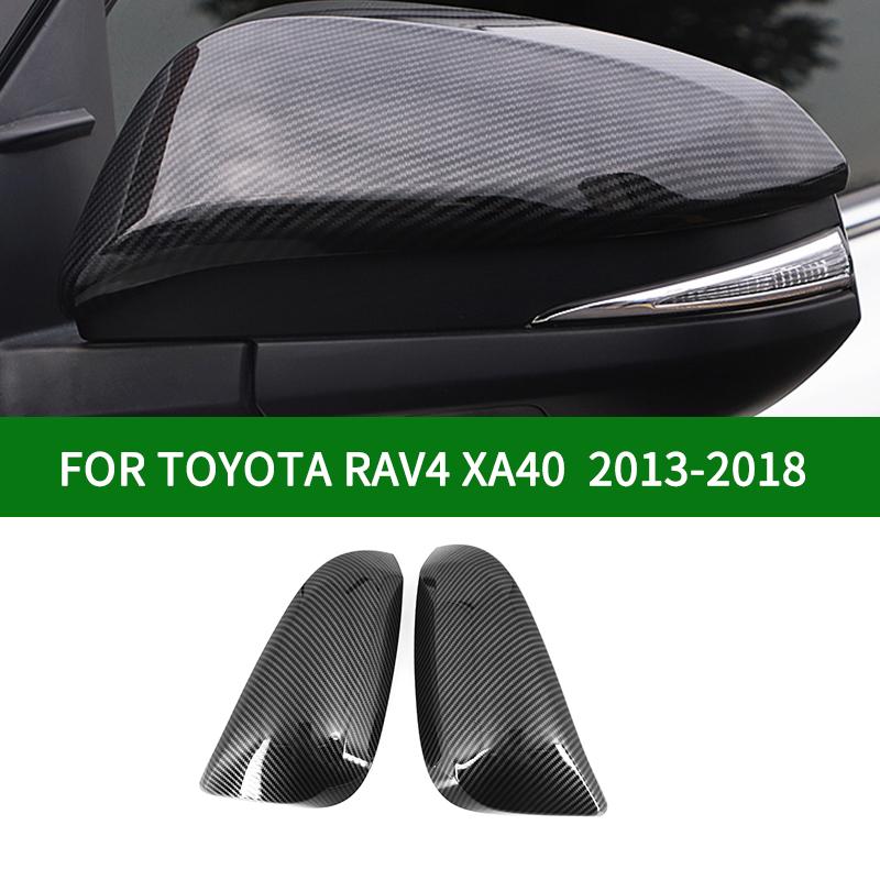 For TOYOTA RAV4 XA40 2013-2018 Car Rearview Mirror Cover Trim, Black Carbon Fibre Side Turn Signal Mirror Covers 2014 2015