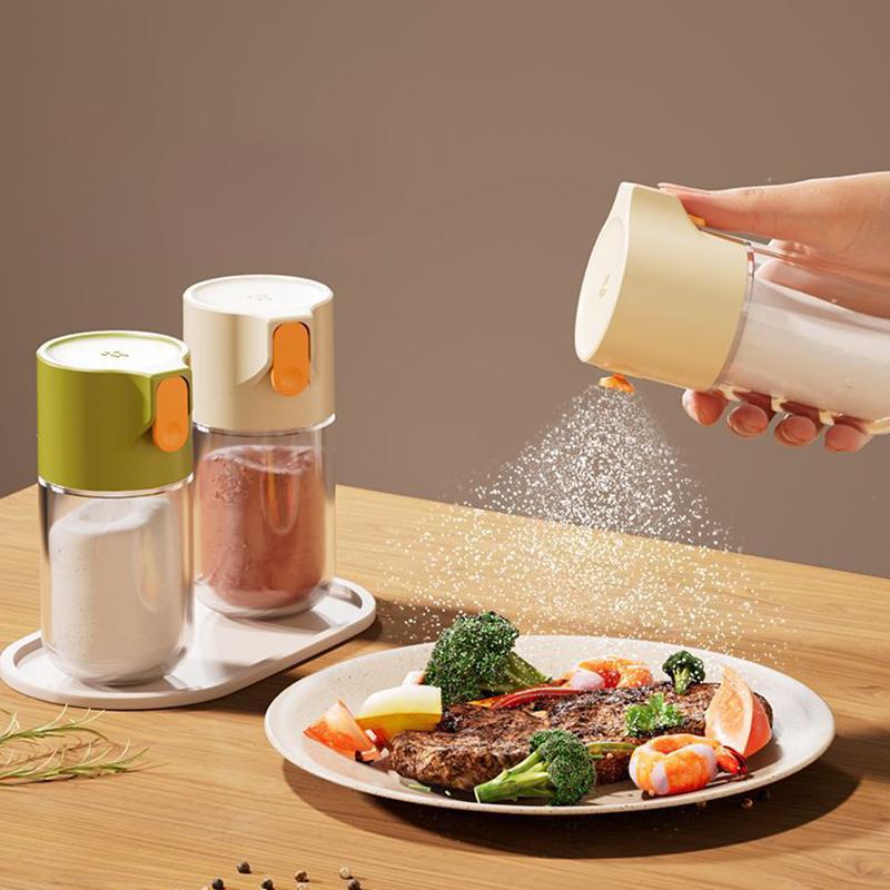 Salt And Pepper Seasoning Tank With Accurate Ration Of 0.5g Push Type Glass Salt Dispenser Sugar Container Used For Kitchen