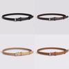 Women Simple Leather Waist Belt Office Casual Fashion Round Buckle Metal