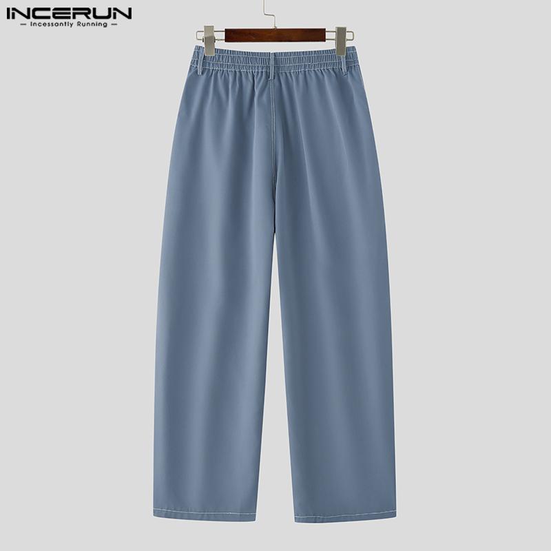 INCERUN Two Pieces Men Lapel Neck Short Sleeve Shirt Long Straight Pants Sets Outfits