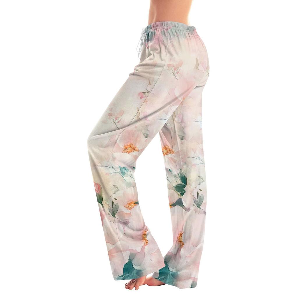 Женские модные свободные повседневные брюки с цветочным принтом