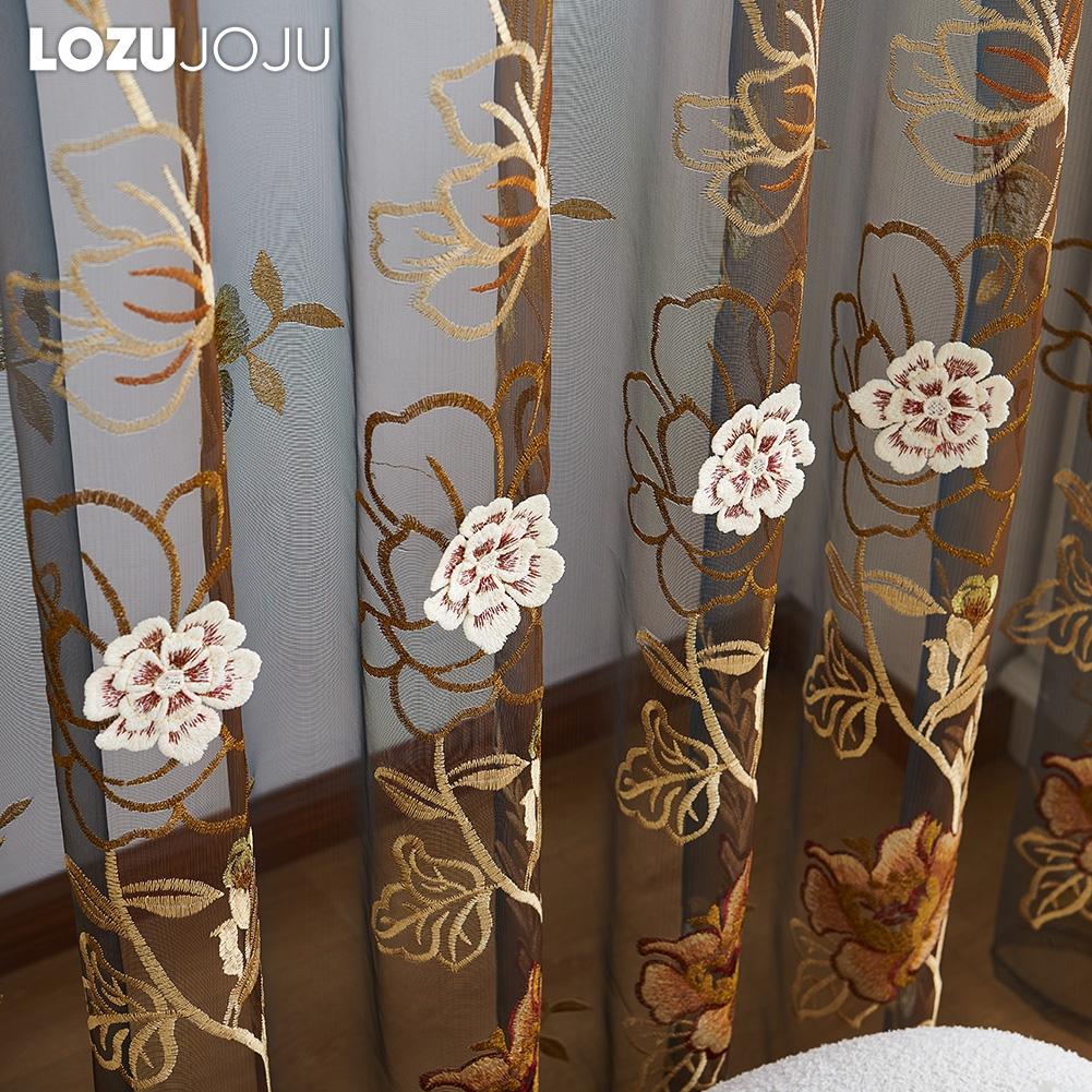 1 шт. LOZUJOJU роскошная китайская ретро-пионовая вышитая градиентная цветная прозрачная занавеска для гостиной, спальни, домашнего декора
