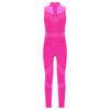 Girls Sleeveless Mesh Patchwork Jumpsuit Full Body Shiny Rhinestone Leotard for Figure Skating and Dance