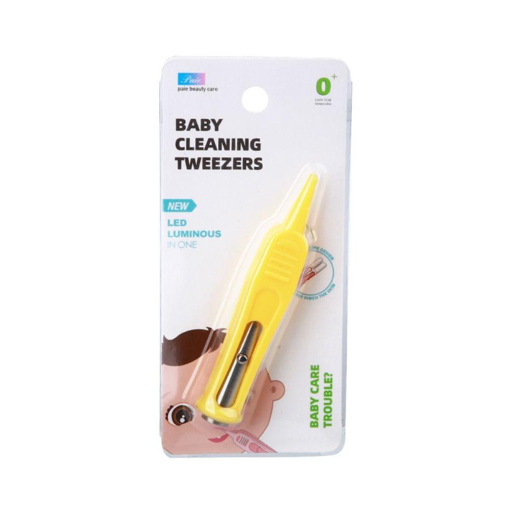 Plastic Nose Safe Tweezers LED Light Cleaning Tweezer Body Care Baby Dig Booger Clips