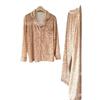Winter new velvet gold simple pajamas women's lapel thick casual and comfortable women's loungewear set