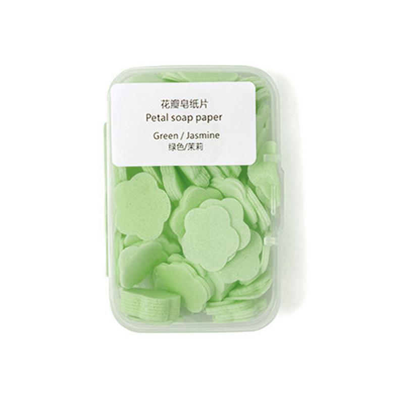 100 шт./кор., портативное, приятное для кожи, свежее мытье рук, ломтик туалетного мыла, одноразовое мыло с лепестками, хлопья, домашнее для девочек/путешествий