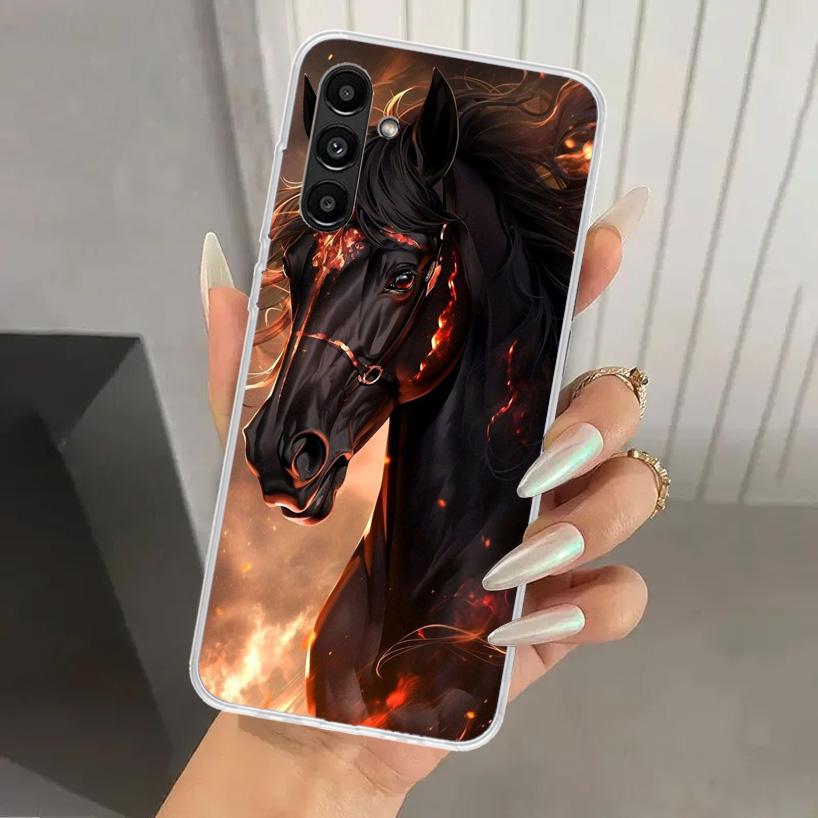 Чехол для телефона Animal Black Horse для Samsung Galaxy A17 A16 A37 A26 A36 A57 A56 A15 A25 A35 A55 A14 A24 A34 A54 A13 A23 A33 A53 Gal