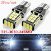 2Pcs T15 W16W 24 SMD 3030 921 912 LED Car Backup Reverse Light Bulb White