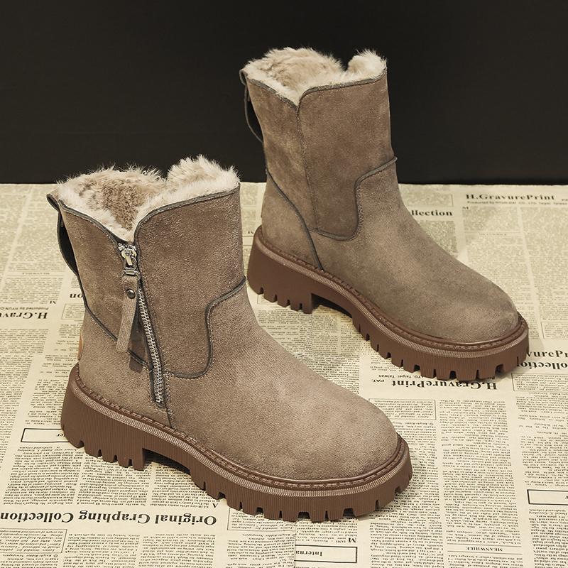 Зимние сапоги женские 2024 Новые Большие Бархатные Женские Туфли Теплые Сапоги Толстые Хлопковые Туфли Черные Женские Сапоги С Мехом Botas De Mujer