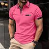 New Men's Casual POLO Shirt Chest False Pockets Lapel Buttons Business T-shirt Tops Male
