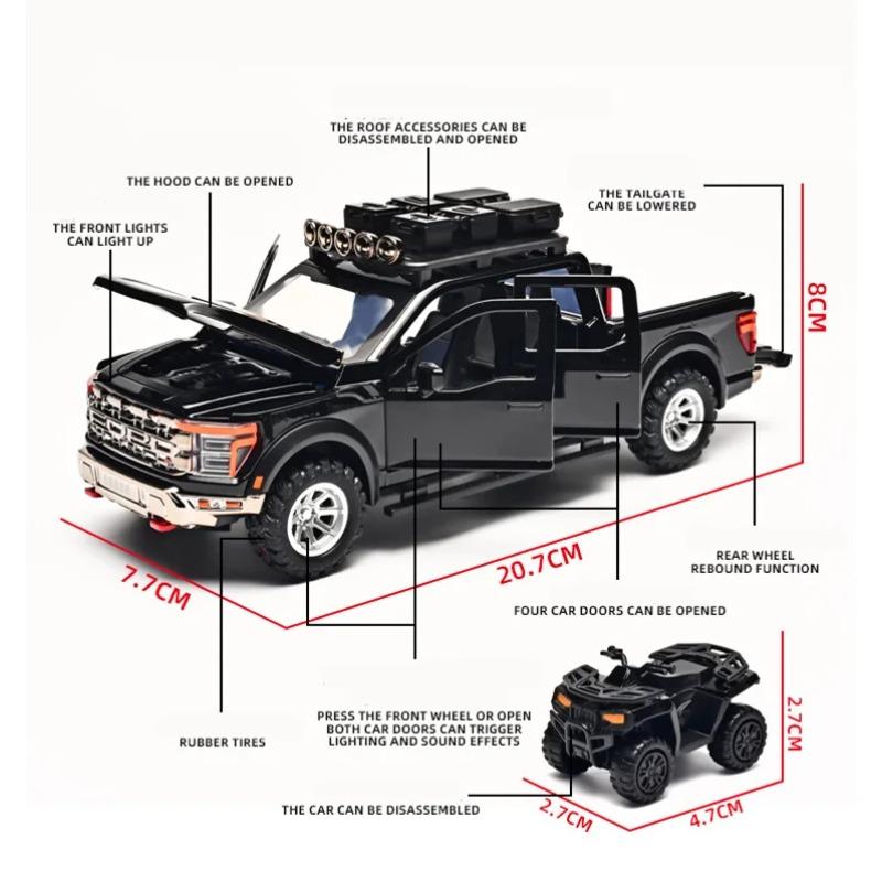 1/24 Ford Raptor F150 Сплав Пикап Модель Машины Литые Металлические Внедорожники Модель Машины Звук и Свет Симуляция Детская Игрушка Подарок