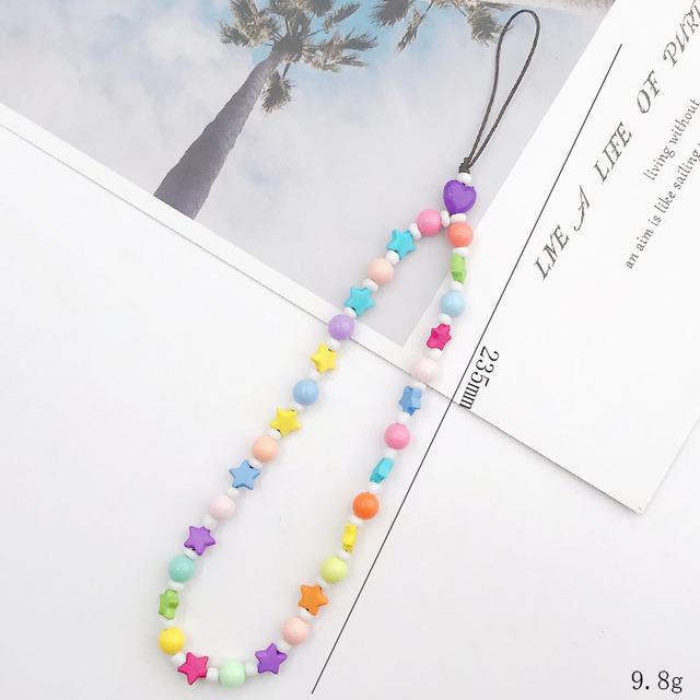 Модная Очаровательная цепочка для мобильного телефона с жемчугом и глиной, акриловая мультяшная ювелирная продукция для телефона для женщин и девочек, подвесной ремешок для телефона с защитой от потери