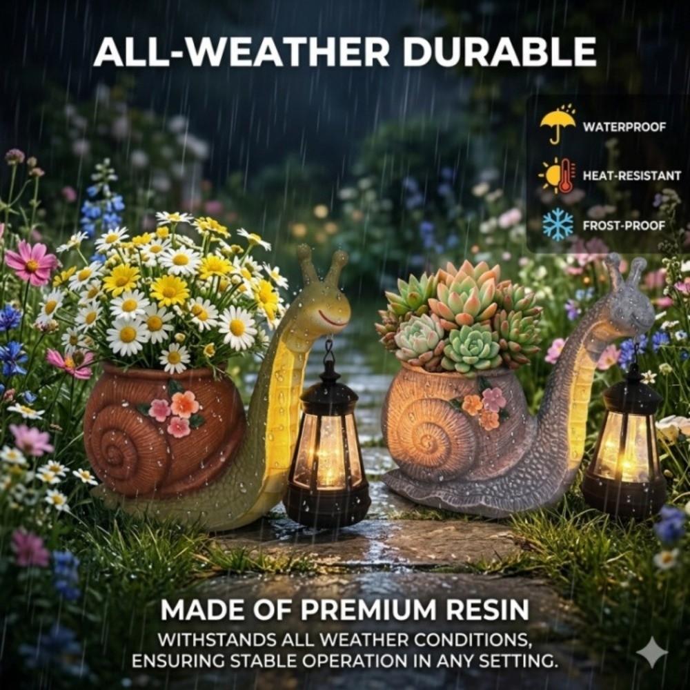 Resin Snail Statue Planter Sun Proof Resin Decorative Flowerpot Outdoor