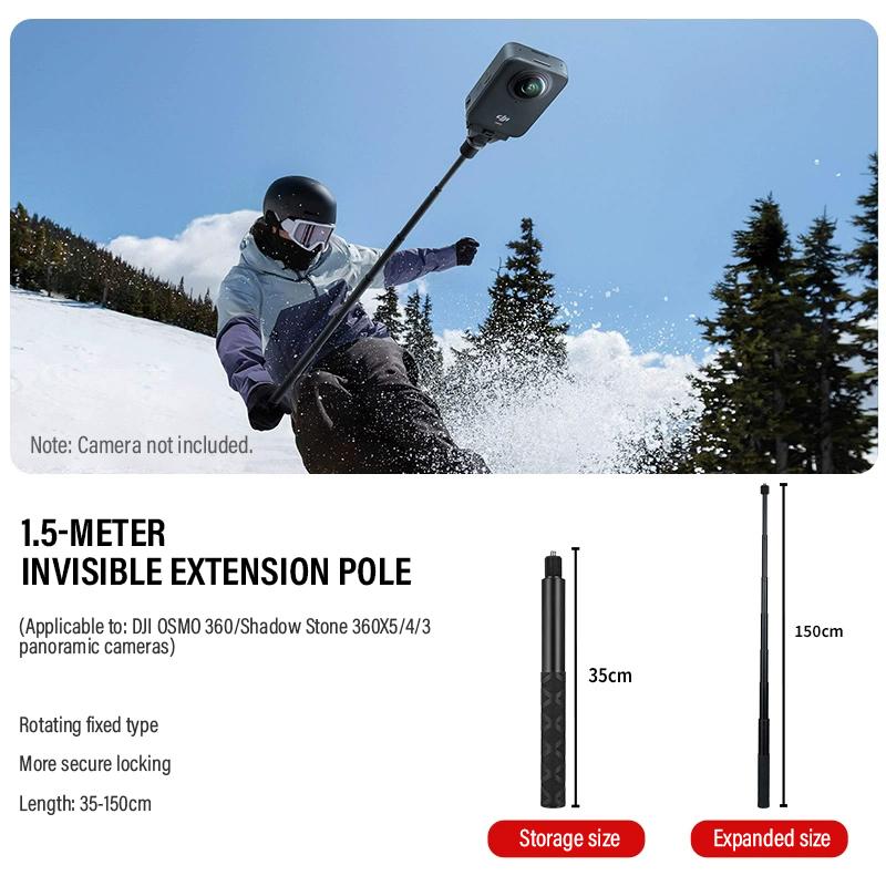 Invisible Selfie Stick Time Rotating Handle Tripod Stand for Insta360 X5 X4 X3 DJI Osmo 360 Action Camera Accessories 4