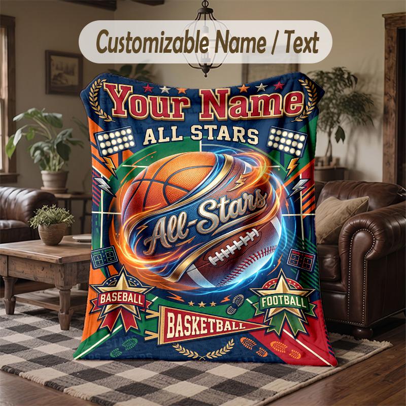 Adventure Alphabet Land Theme Throw Blanket Custom Name Text Personalized Blanket Soft Cozy Blanket for Home Sofa Bed
