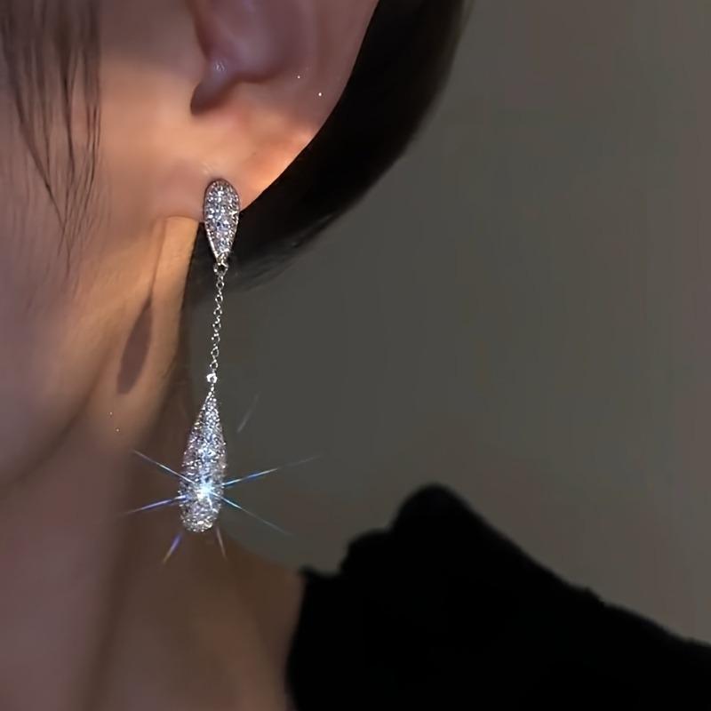 Изысканные сверкающие серьги-подвески с кисточками в форме капли с цирконами, Элегантные и модные банкетные ювелирные украшения в подарок женщинам