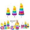 Jenga Rainbow Color Ring Stacking Tower Duck Tub Play Toys Baby Development
