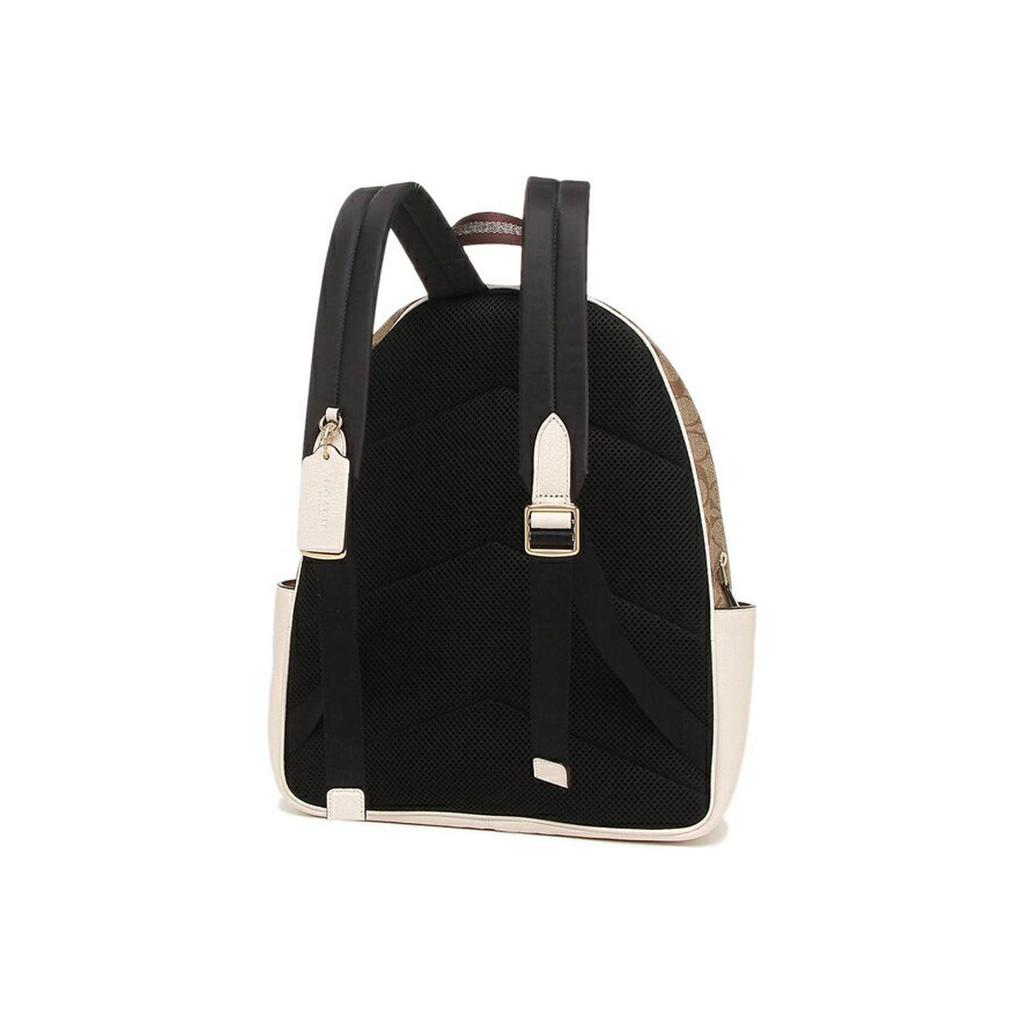 Coach 32 Color Block Leather And PVC Backpack Large Women backpacks White Brown 6495-IMDJ8