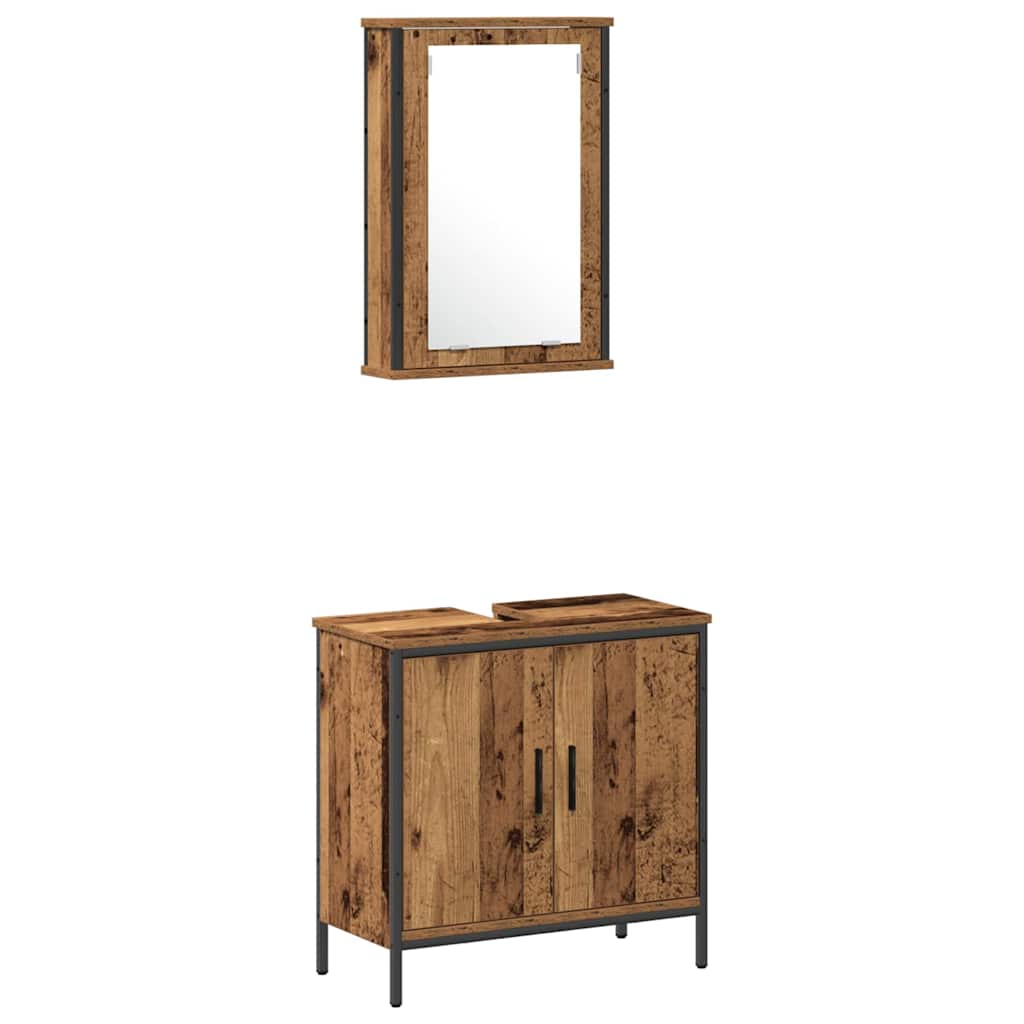 Bathroom Furniture Set with Storage 3 pcs Brown 33 x 33 x 120.5 cm