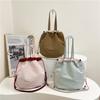 Повседневная сумка контрастного цвета, складная сумка-ведро большой вместимости, маленькая свежая сумка-мешок на шнурке, женская сумка на одно плечо