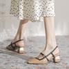 Мода 2025 Новые туфли на каблуке Каблук Женская летняя обувь Квадратный носок Женская обувь Необычный каблук Босоножки Женские сандалии Женская обувь