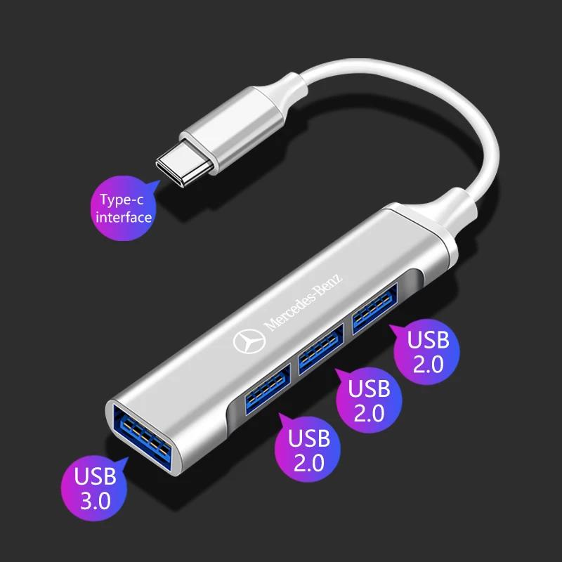 AABDB1 1 шт. Адаптер-хаб с несколькими портами Type-C на USB Наклейки для Mercedes Benz GLC GLA CLA GL A B C Класса W176 W246 W205 X253