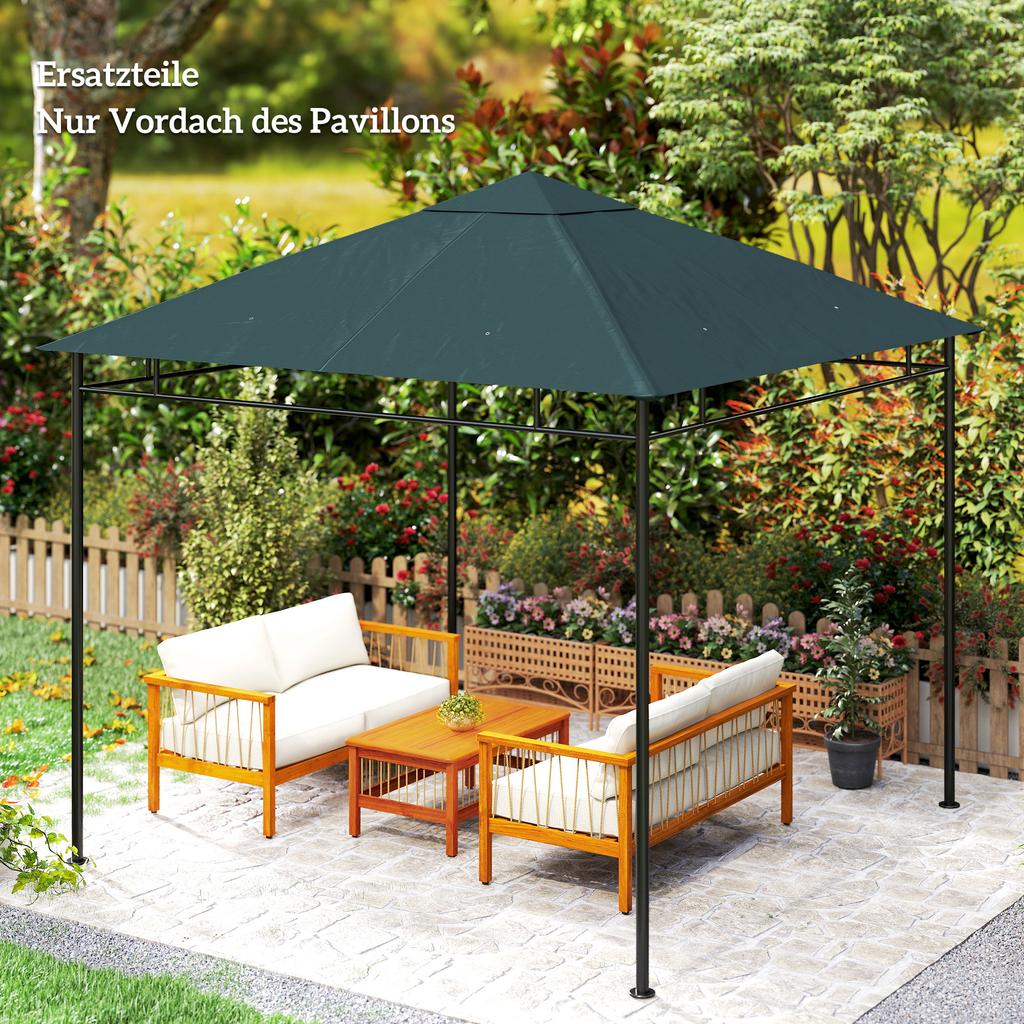 3 x 3 m Gazebo Canopy Replacement Cover, Garden Gazebo Roof Replacement, TOP COVER ONLY, Charcoal Green